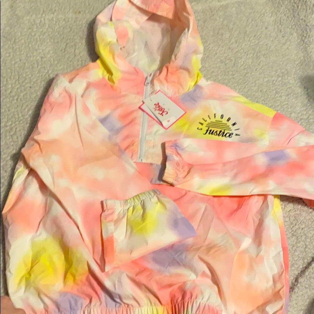 Girls justice tie dye wind breaker.